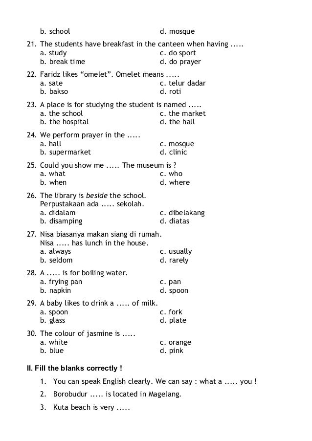 Contoh Soal Bahasa Inggris Kelas 7 Bab 4 - Materi Sekolah
