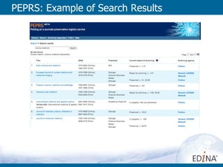 PEPRS: Example of Search Results 
