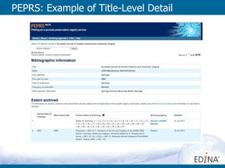 PEPRS: Example of Title-Level Detail 