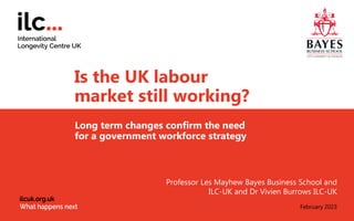 Is the UK labour
market still working?
Long term changes confirm the need
for a government workforce strategy
Professor Les Mayhew Bayes Business School and
ILC-UK and Dr Vivien Burrows ILC-UK
February 2023
 