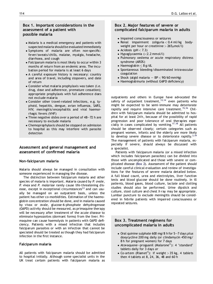Uk malaria treatment guideline