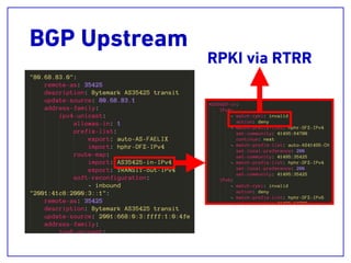 BGP Upstream
RPKI via RTRR
 