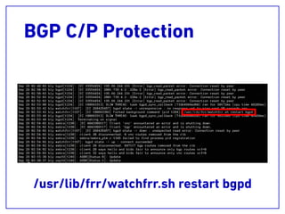 BGP C/P Protection
/usr/lib/frr/watchfrr.sh restart bgpd
 