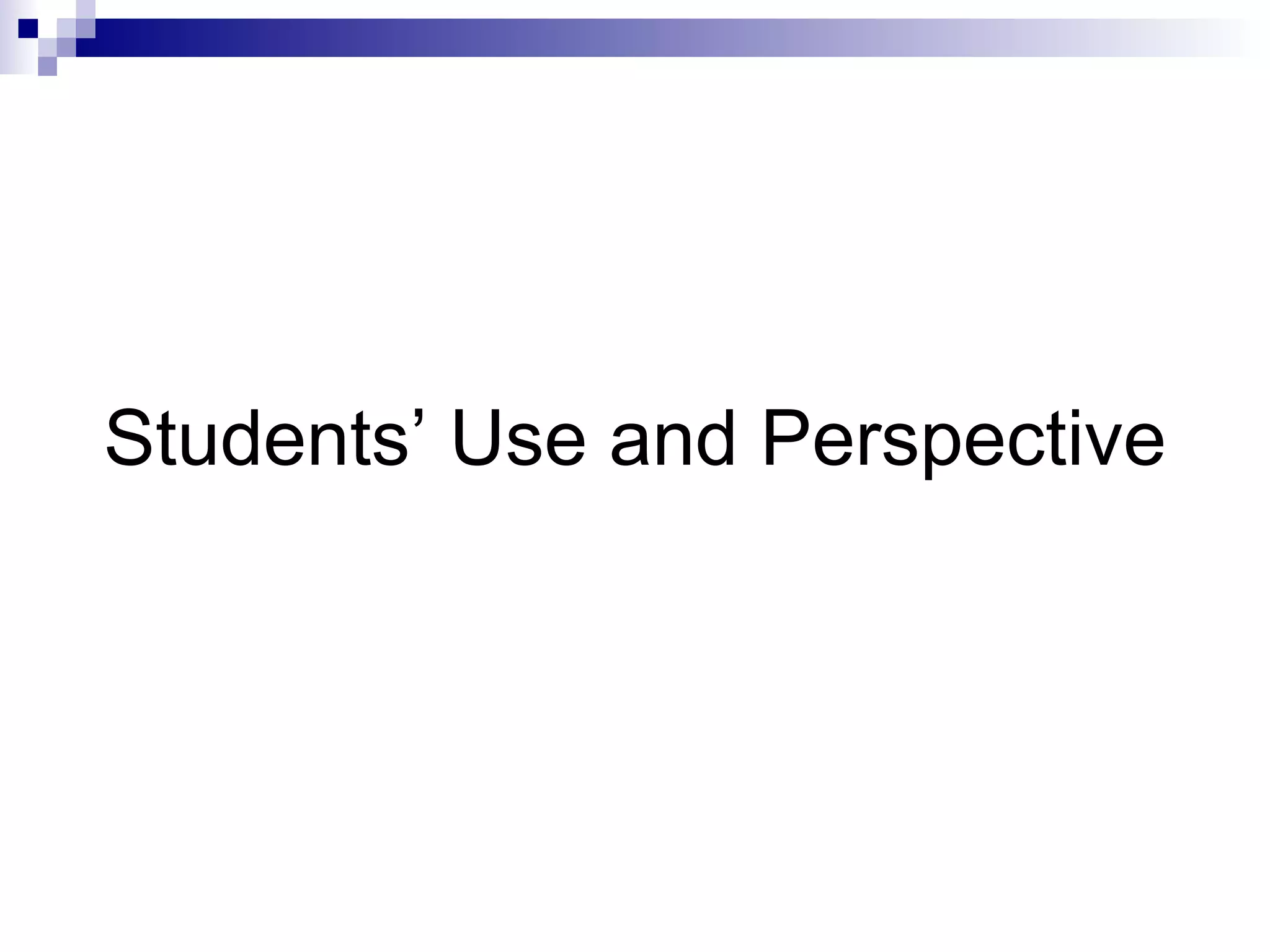 Students’ Use and Perspective 
