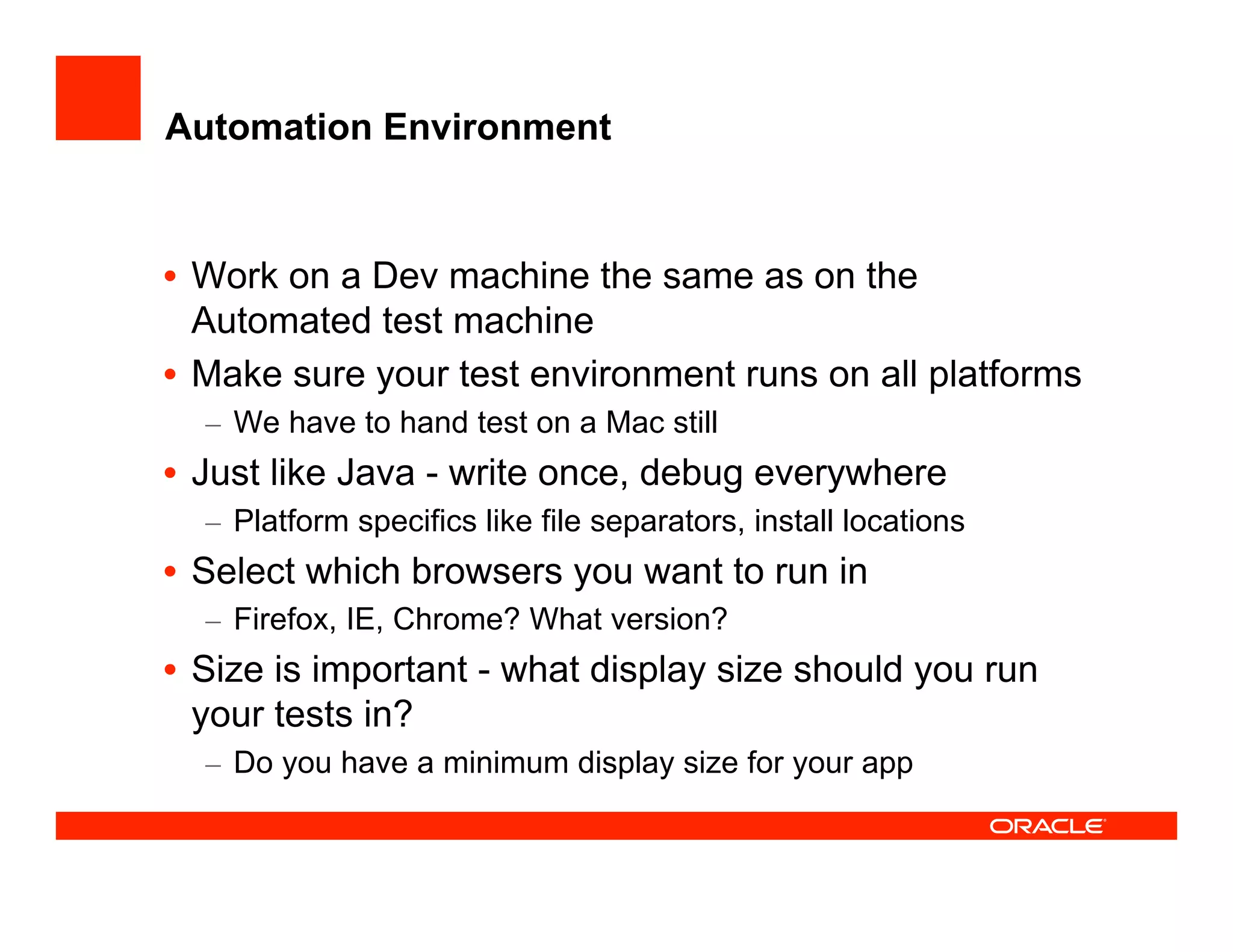 How the JDeveloper team test JDeveloper at UKOUG'08
