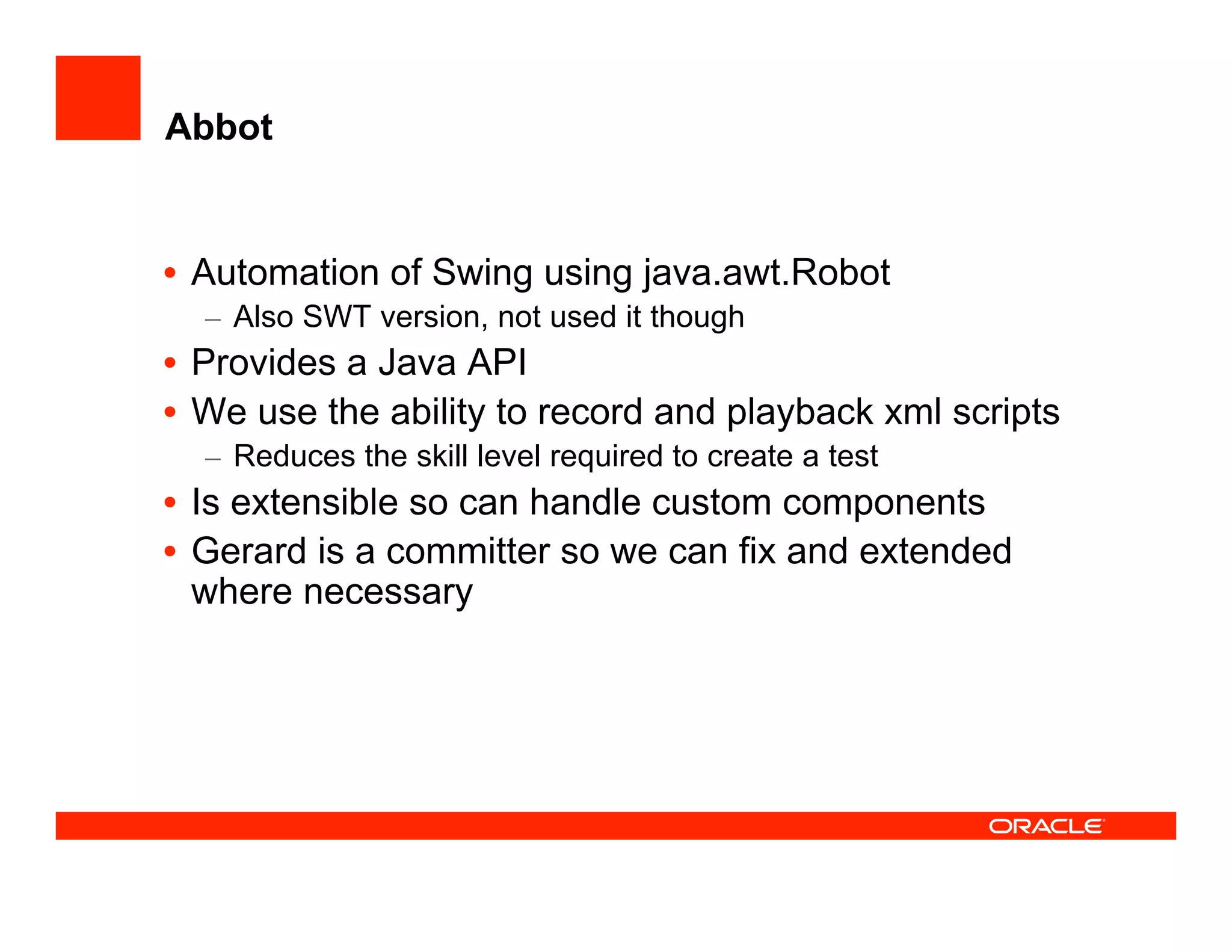 How the JDeveloper team test JDeveloper at UKOUG'08