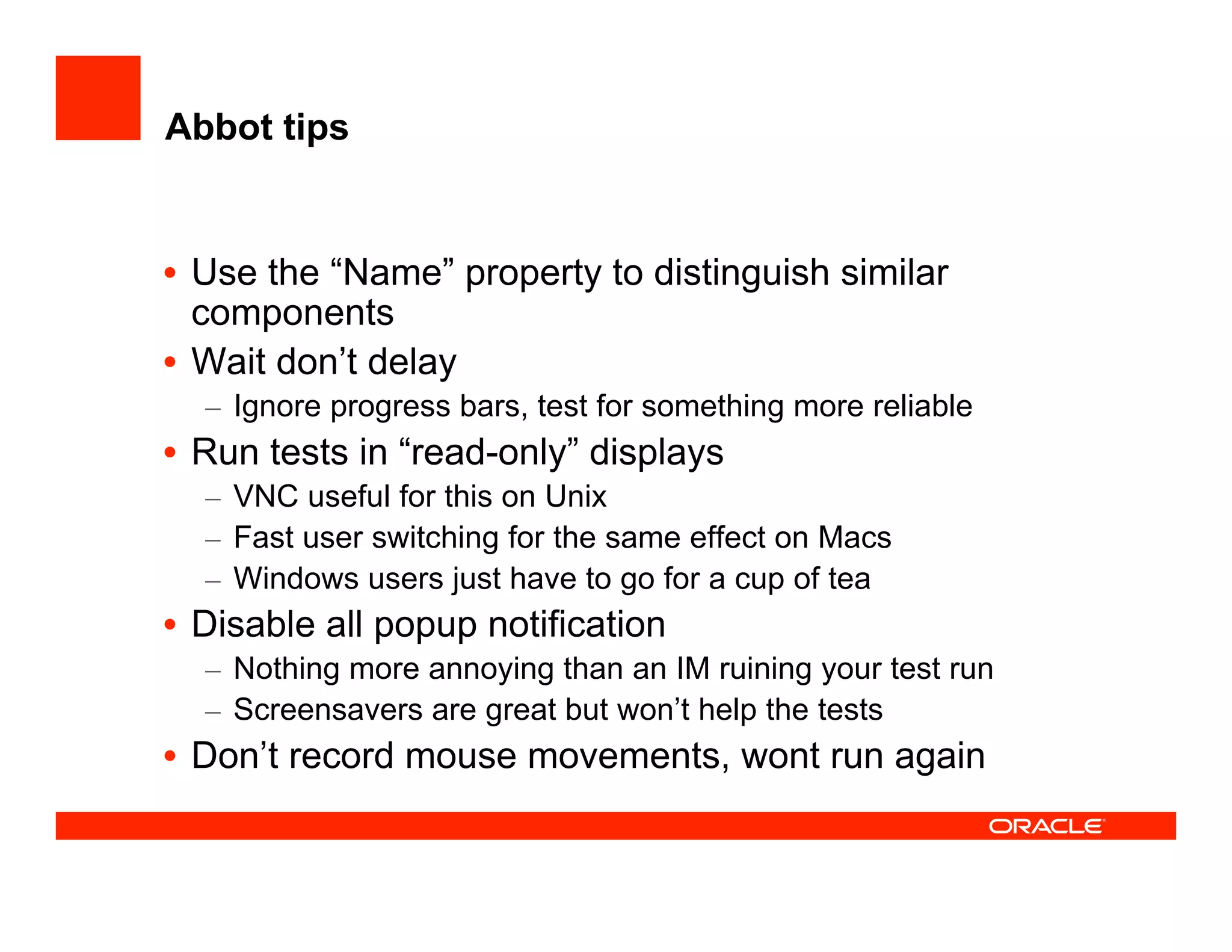 How the JDeveloper team test JDeveloper at UKOUG'08