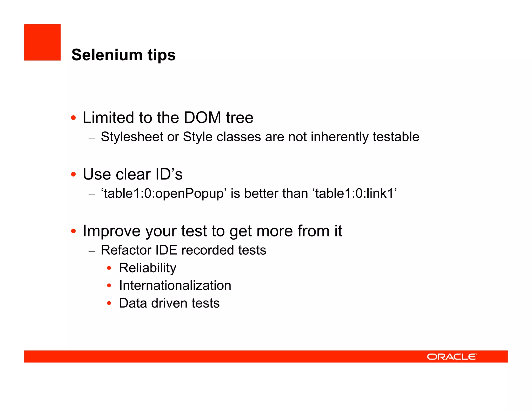 How the JDeveloper team test JDeveloper at UKOUG'08