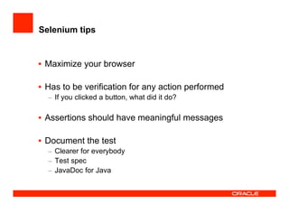 How the JDeveloper team test JDeveloper at UKOUG'08