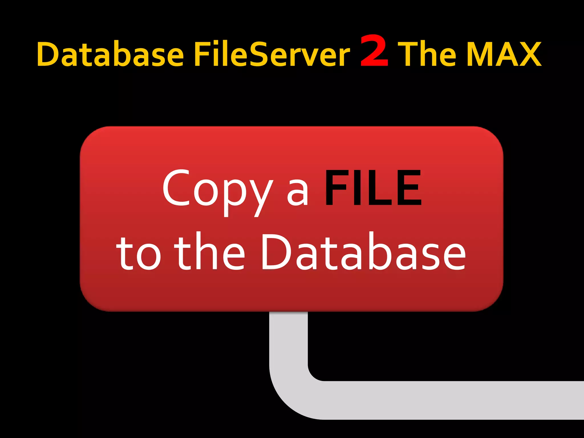Database FileServer   2 The MAX

      Copy a FILE
    to the Database
 