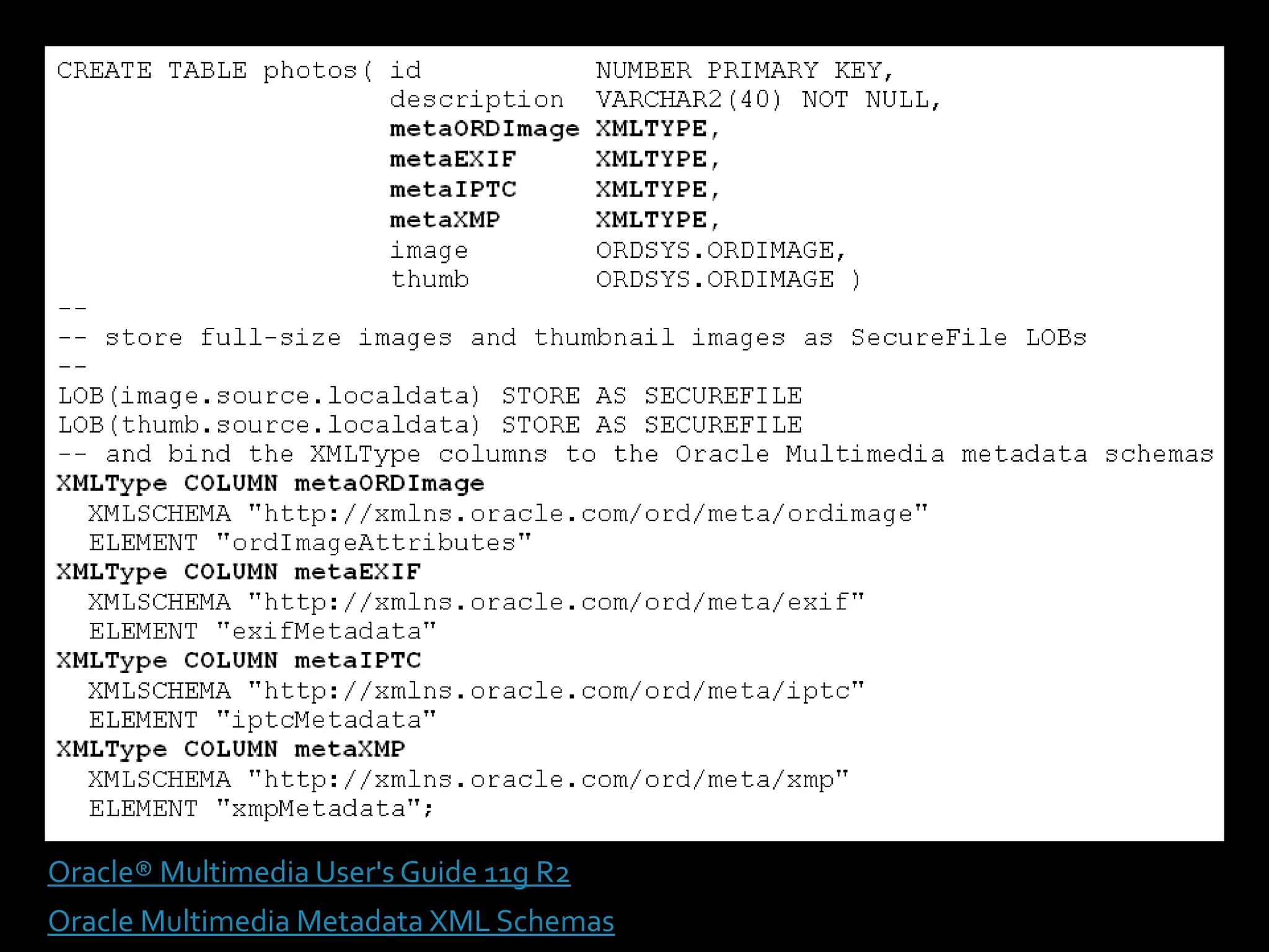 Oracle® Multimedia User's Guide 11g R2
Oracle Multimedia Metadata XML Schemas
 