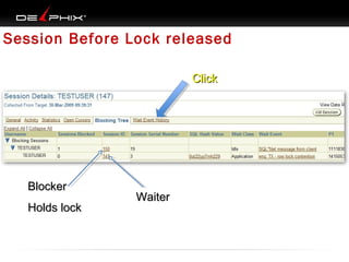 Session Before Lock released
Click

Blocker
Holds lock

Waiter

 