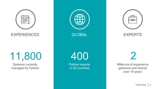 © 2016 Pythian 6
Systems currently
managed by Pythian
EXPERIENCED
Pythian experts
in 35 countries
GLOBAL
Millennia of expe...