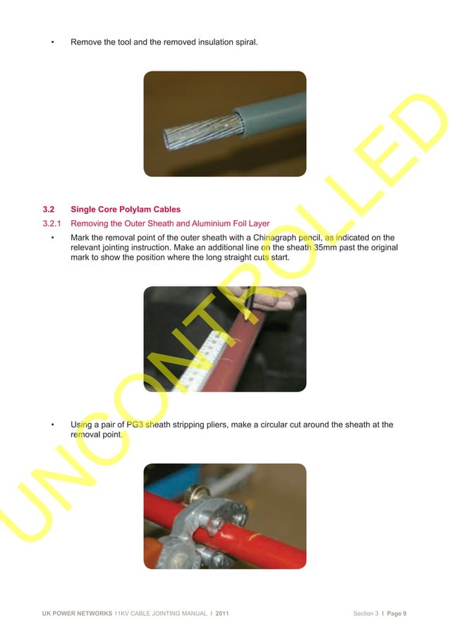 UKPN 11kV 6.6kV HV Cable Jointing, Preparation & Installation Manual