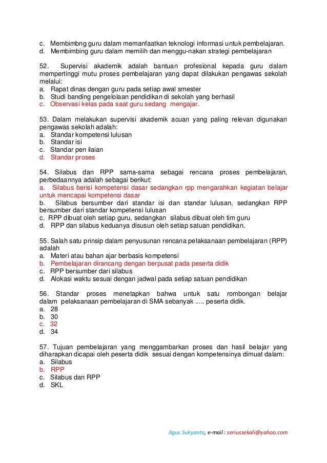 Soal Tes Akademik Calon Pengawas Sekolah Pdf Guru Paud