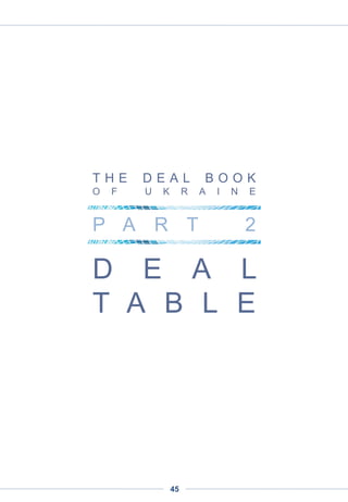 THE DEAL BOOK OF UKRAINE
PART 2 | DEAL TABLE
2.1. METHODOLOGY
How we approached deal selection, data grouping and analysis...