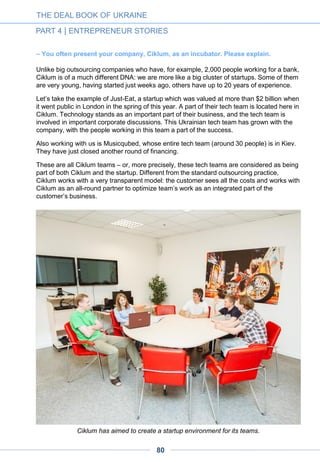 T H E D E A L B O O K
O F U K R A I N E
P A R T 4
ENTREPRENEUR
S T O R I E S
80
 