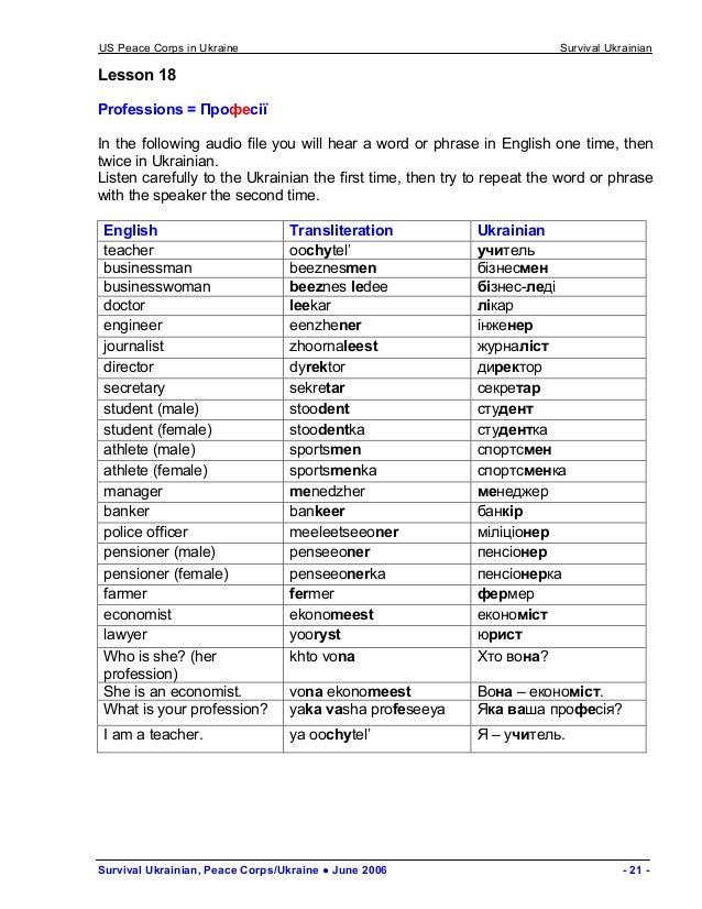 Basic Ukrainian Language Course