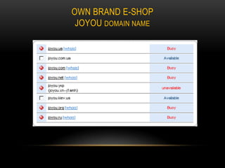 OWN BRAND E-SHOP
JOYOU DOMAIN NAME

 
