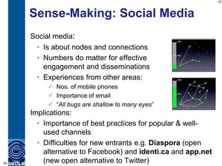 Sense-Making: Social Media
     Social media:
      • Is about nodes and connections
      • Numbers do matter for effecti...