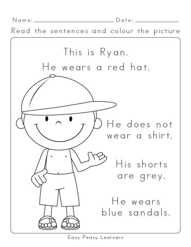 Uk spelling read and colour reading comprehension worksheets