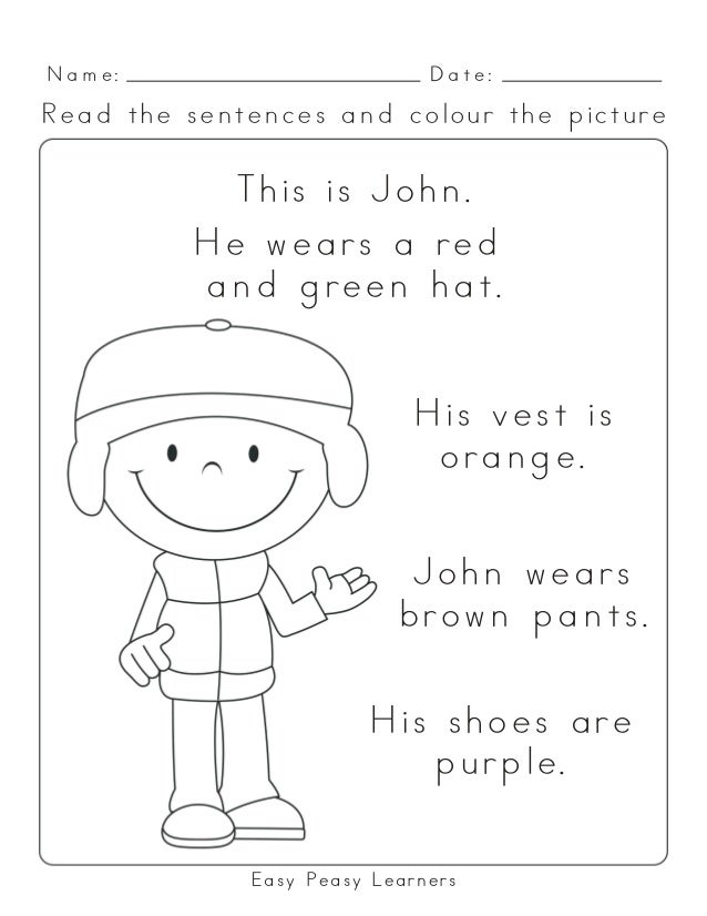 Uk Spelling Read And Colour Reading Comprehension Worksheets