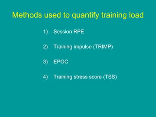 Session Rpe Foster Method UK Sport talk on quantifying training load | PPT
