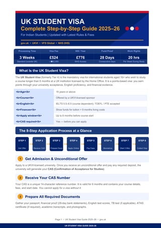 Ukvi Cas Example Comprehensive UK Student Visa Guide 2025–26 for Indian Students | PDF