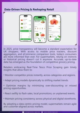 Understanding Web Scraping Foodhub Reviews
Web scraping involves extracting large amounts of data from websites in an
automated manner. Foodhub Reviews Scraper is designed to help businesses collect
customer reviews from Foodhub, a popular food delivery platform.
By scraping reviews, ratings, and feedback from customers, businesses can gain
insights into various aspects of their service, including food quality, delivery times,
and customer satisfaction.
Instead of relying on manual data collection, Foodhub Reviews Data Collection
through scraping allows for real-time access to a large volume of structured data,
which is essential for making informed decisions.
Introduction
In today's dynamic quick-commerce landscape, staying competitive requires
instant visibility into market pricing trends and consumer preferences. This case
study examines how a leading grocery delivery chain with 30+ online stores
across major Indian metropolitan areas leveraged Real-Time Grocery Price
Monitoring solutions from us to transform their business intelligence capabilities
and market positioning strategies.
The client struggled with maintaining competitive pricing across thousands of
SKUs and identifying regional pricing patterns. They also suffered revenue
leakage due to suboptimal pricing strategies. They needed a comprehensive
solution to provide detailed insights into quick-commerce market dynamics and
enable precise price optimization across their diverse grocery catalog.
The client revolutionized their approach to pricing strategy and inventory
management by implementing advanced Grocery Price Data Scraping
technologies. This resulted in remarkable improvements in market
responsiveness, profit margins, and substantial revenue growth.
Client Success Story
Introduction
This case study highlights how our Coupang Product Price Scraping Service
revolutionized a client's market analysis and pricing optimization strategy. By
deploying advanced techniques, we empowered the client with unmatched insights
into the competitive dynamics of South Korea's leading e-commerce platform.
Our customized solution delivered robust market intelligence, enabling clients to
drive data-backed pricing decisions, swiftly adapt to market changes, and
significantly enhance their profit margins. Leveraging our specialized Coupang
Product Data Scraping Solutions scraping tools, the client gained the strategic edge
necessary to excel within Coupang's fast-evolving marketplace.
The Client
Introduction
In the competitive fantasy cricket market, gaining insights into player
performance and match dynamics is crucial for informed decision-making and
sustained growth. This case study explores how a leading fantasy cricket
platform, with over 2 million active users, utilized our ESPNcricinfo Data Scraping
solutions to enhance business intelligence and market position.
The client faced delayed stats, inaccurate player predictions, and revenue losses
from poor user engagement. They needed a solution that offered real-time
insights into cricket matches and allowed for accurate player valuation across
various tournament formats.
By adopting our advanced ESPNcricinfo API Scraping technology, the client
transformed their fantasy cricket scoring and user engagement strategies. This
led to significant improvements in user retention and platform profitability and,
ultimately, a substantial boost in revenue growth.
Client Success Story
Data-Driven Pricing Is Reshaping Retail
In 2025, price transparency will become a standard expectation for
UK shoppers. With access to mobile price trackers, discount
aggregators, and eCommerce comparison tools, today’s consumers
are more informed than ever. For supermarkets, relying on instincts
or historical pricing doesn’t cut it anymore. Accurate, up-to-date
data has emerged as the foundation of competitive grocery pricing.
Retailers embracing Real-Time Tesco Price Scraping gain timely
insights that allow them to:
• Monitor competitor prices instantly, across categories and regions.
• Adapt pricing models dynamically to shifting market trends.
• Optimize margins by minimizing over-discounting or missed
pricing opportunities.
• React swiftly to flash sales, local promotions, or unplanned events.
• Maintain pricing consistency across physical and digital storefronts.
By adopting a data-centric pricing model, supermarkets remain agile
and customer-aligned across markets.
 