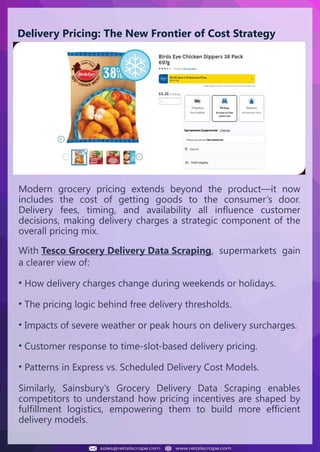 Understanding Web Scraping Foodhub Reviews
Web scraping involves extracting large amounts of data from websites in an
automated manner. Foodhub Reviews Scraper is designed to help businesses collect
customer reviews from Foodhub, a popular food delivery platform.
By scraping reviews, ratings, and feedback from customers, businesses can gain
insights into various aspects of their service, including food quality, delivery times,
and customer satisfaction.
Instead of relying on manual data collection, Foodhub Reviews Data Collection
through scraping allows for real-time access to a large volume of structured data,
which is essential for making informed decisions.
Introduction
In today's dynamic quick-commerce landscape, staying competitive requires
instant visibility into market pricing trends and consumer preferences. This case
study examines how a leading grocery delivery chain with 30+ online stores
across major Indian metropolitan areas leveraged Real-Time Grocery Price
Monitoring solutions from us to transform their business intelligence capabilities
and market positioning strategies.
The client struggled with maintaining competitive pricing across thousands of
SKUs and identifying regional pricing patterns. They also suffered revenue
leakage due to suboptimal pricing strategies. They needed a comprehensive
solution to provide detailed insights into quick-commerce market dynamics and
enable precise price optimization across their diverse grocery catalog.
The client revolutionized their approach to pricing strategy and inventory
management by implementing advanced Grocery Price Data Scraping
technologies. This resulted in remarkable improvements in market
responsiveness, profit margins, and substantial revenue growth.
Client Success Story
Introduction
This case study highlights how our Coupang Product Price Scraping Service
revolutionized a client's market analysis and pricing optimization strategy. By
deploying advanced techniques, we empowered the client with unmatched insights
into the competitive dynamics of South Korea's leading e-commerce platform.
Our customized solution delivered robust market intelligence, enabling clients to
drive data-backed pricing decisions, swiftly adapt to market changes, and
significantly enhance their profit margins. Leveraging our specialized Coupang
Product Data Scraping Solutions scraping tools, the client gained the strategic edge
necessary to excel within Coupang's fast-evolving marketplace.
The Client
Introduction
In the competitive fantasy cricket market, gaining insights into player
performance and match dynamics is crucial for informed decision-making and
sustained growth. This case study explores how a leading fantasy cricket
platform, with over 2 million active users, utilized our ESPNcricinfo Data Scraping
solutions to enhance business intelligence and market position.
The client faced delayed stats, inaccurate player predictions, and revenue losses
from poor user engagement. They needed a solution that offered real-time
insights into cricket matches and allowed for accurate player valuation across
various tournament formats.
By adopting our advanced ESPNcricinfo API Scraping technology, the client
transformed their fantasy cricket scoring and user engagement strategies. This
led to significant improvements in user retention and platform profitability and,
ultimately, a substantial boost in revenue growth.
Client Success Story
Delivery Pricing: The New Frontier of Cost Strategy
Modern grocery pricing extends beyond the product—it now
includes the cost of getting goods to the consumer’s door.
Delivery fees, timing, and availability all influence customer
decisions, making delivery charges a strategic component of the
overall pricing mix.
With Tesco Grocery Delivery Data Scraping, supermarkets gain
a clearer view of:
• How delivery charges change during weekends or holidays.
• The pricing logic behind free delivery thresholds.
• Impacts of severe weather or peak hours on delivery surcharges.
• Customer response to time-slot-based delivery pricing.
• Patterns in Express vs. Scheduled Delivery Cost Models.
Similarly, Sainsbury’s Grocery Delivery Data Scraping enables
competitors to understand how pricing incentives are shaped by
fulfillment logistics, empowering them to build more efficient
delivery models.
 