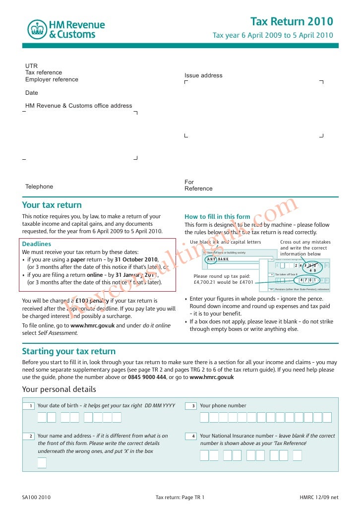 Uk tax return 2010