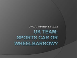 UK Team:Sports car or Wheelbarrow? CWCCM team task 3.2.1/3.2.2 