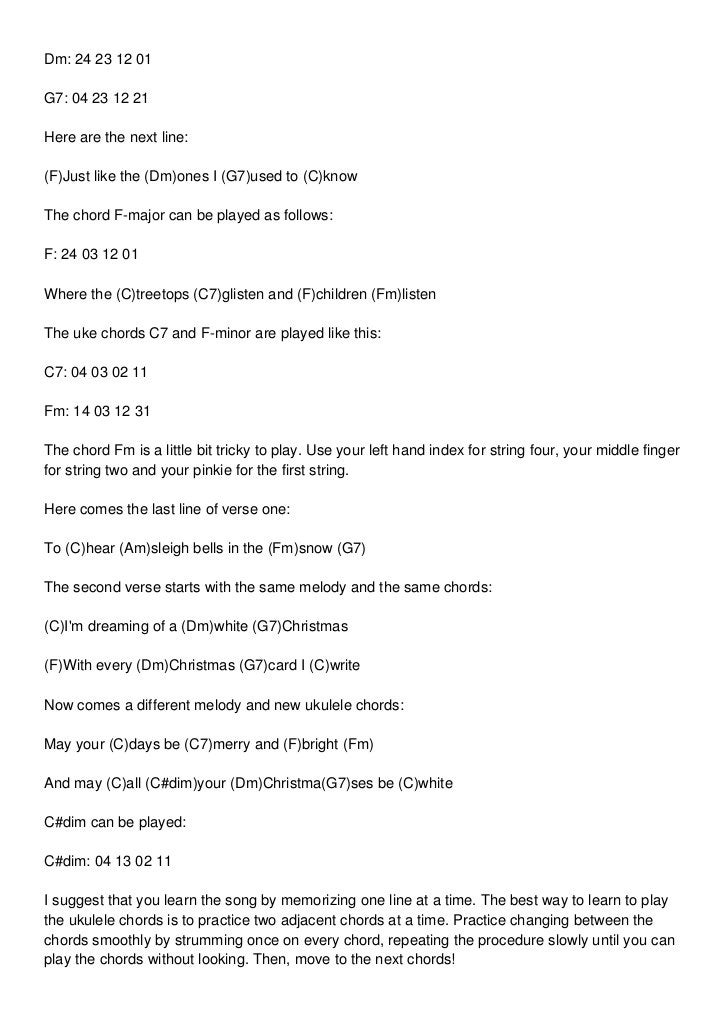 Ukulele Chords Learn To Play White Christmas