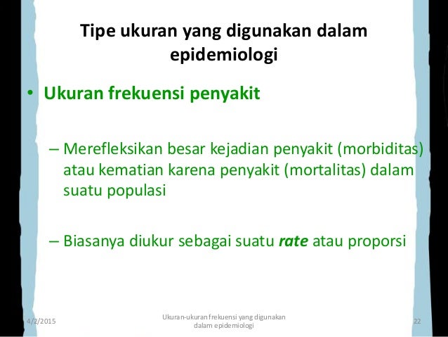 Ukuran Ukuran Frekuensi Epidemiologi