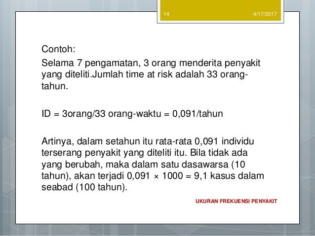 Ukuran Frekuensi Penyakit Epidemiologi