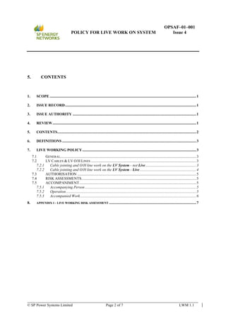 UK Utility Live Electrical Working & Testing Document (SP Energy ...