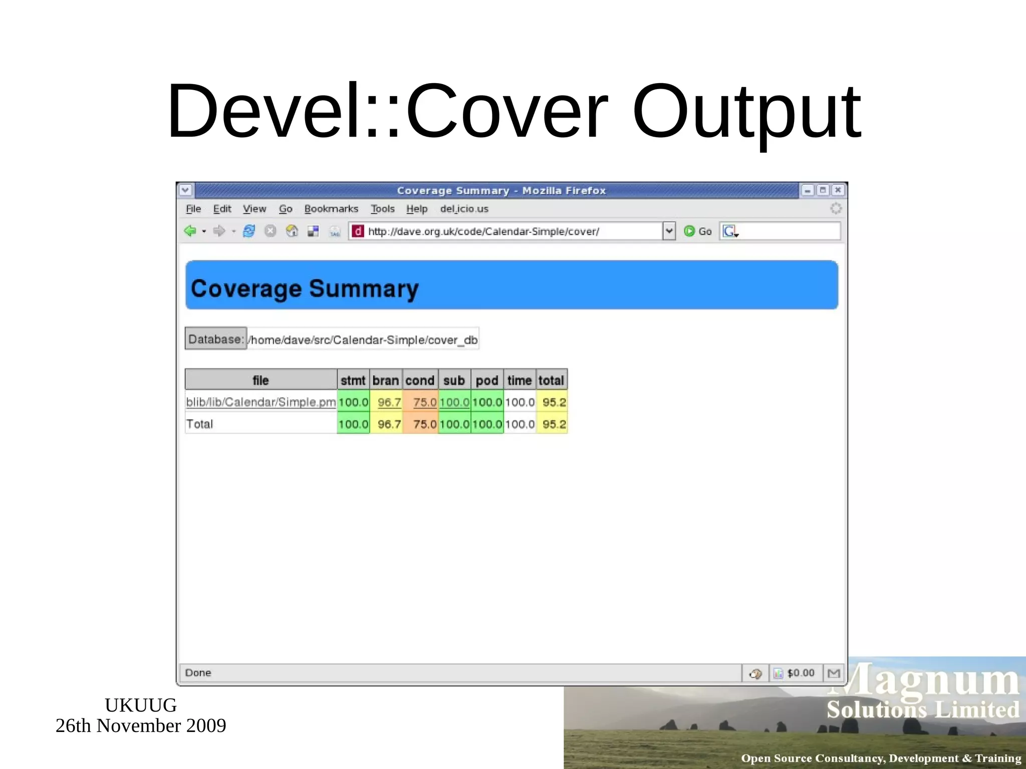 Devel::Cover Output 