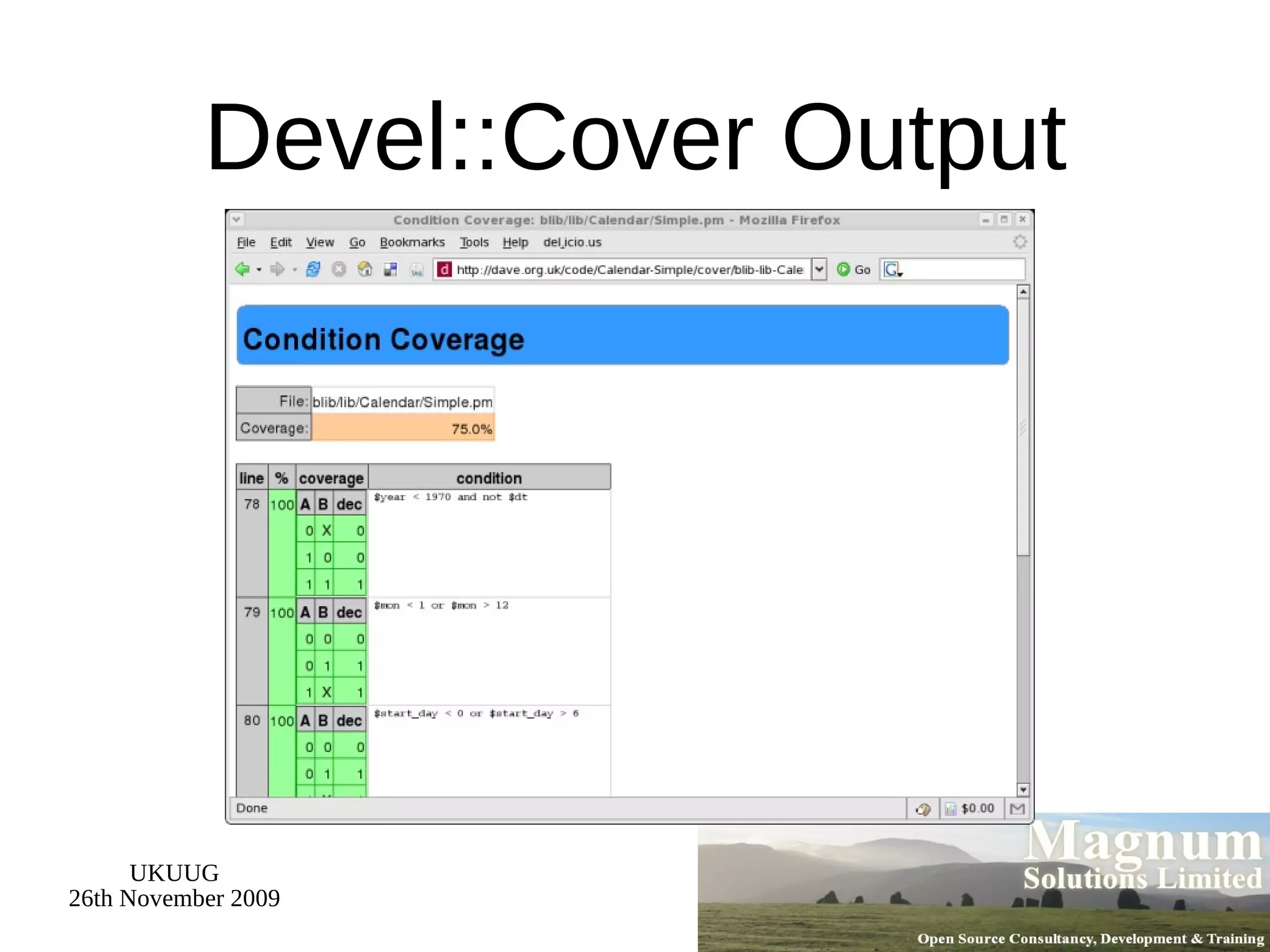 Devel::Cover Output 