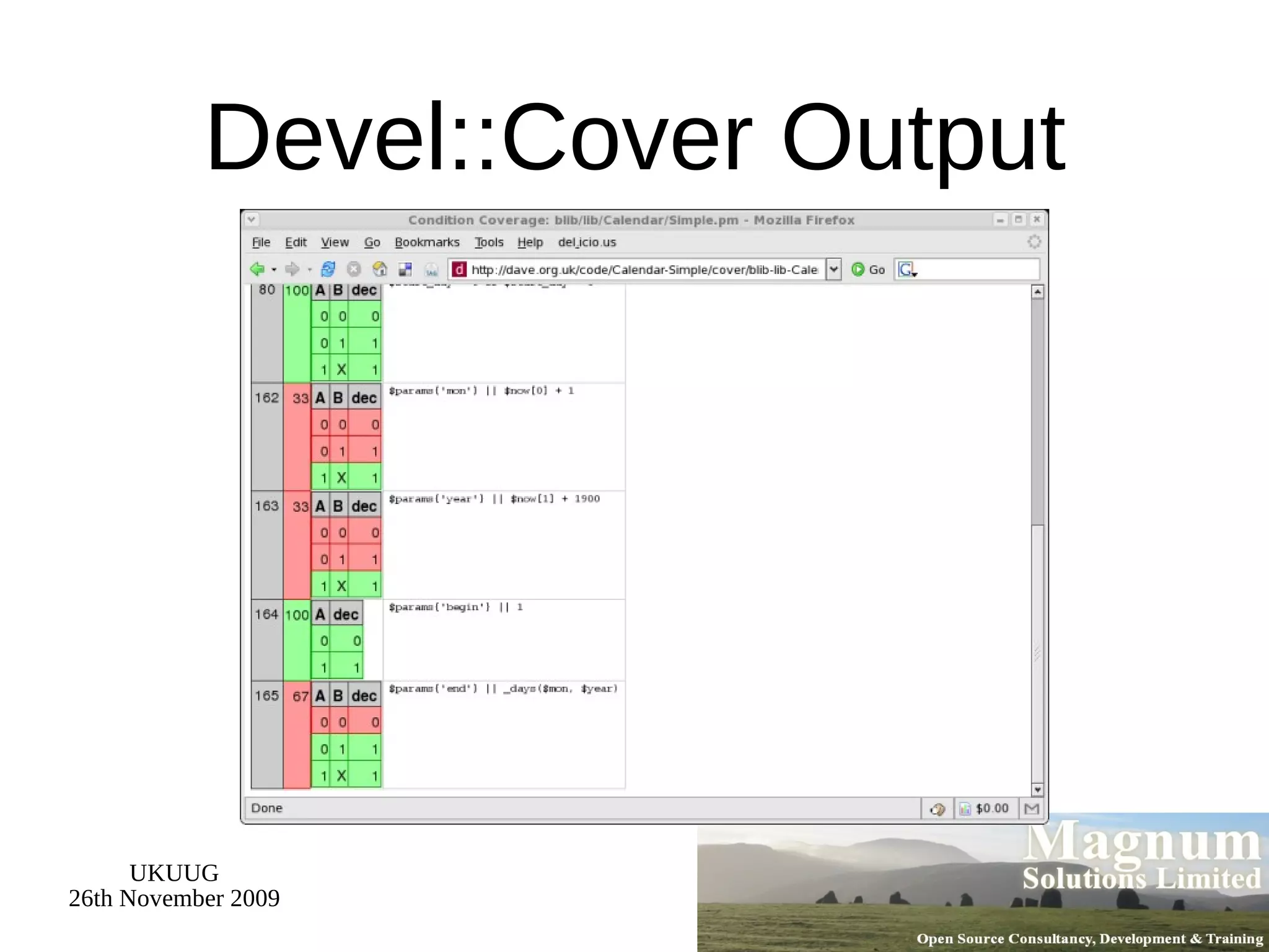 Devel::Cover Output 