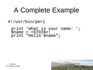 Running a Perl Program Running a Perl program from the command line 
