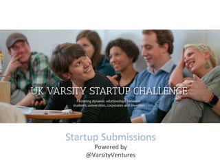 Startup	
  Submissions	
  
Powered	
  by	
  
@VarsityVentures	
  
 