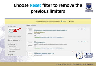 Choose Reset filter to remove the
previous limiters
 
