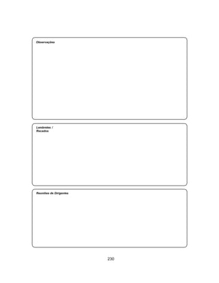 230
Aliança Espírita Evangélica
Reuniões de Dirigentes
Observações
Lembretes /
Recados
 