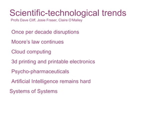 Not predicting, but taking into account trends and drivers, and aspirations and concerns,to explore the most appropriate educational responses.The agency to create the future we want