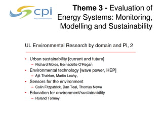 Theme 3 - Evaluation of
Energy Systems: Monitoring,
 Modelling and Sustainability
 