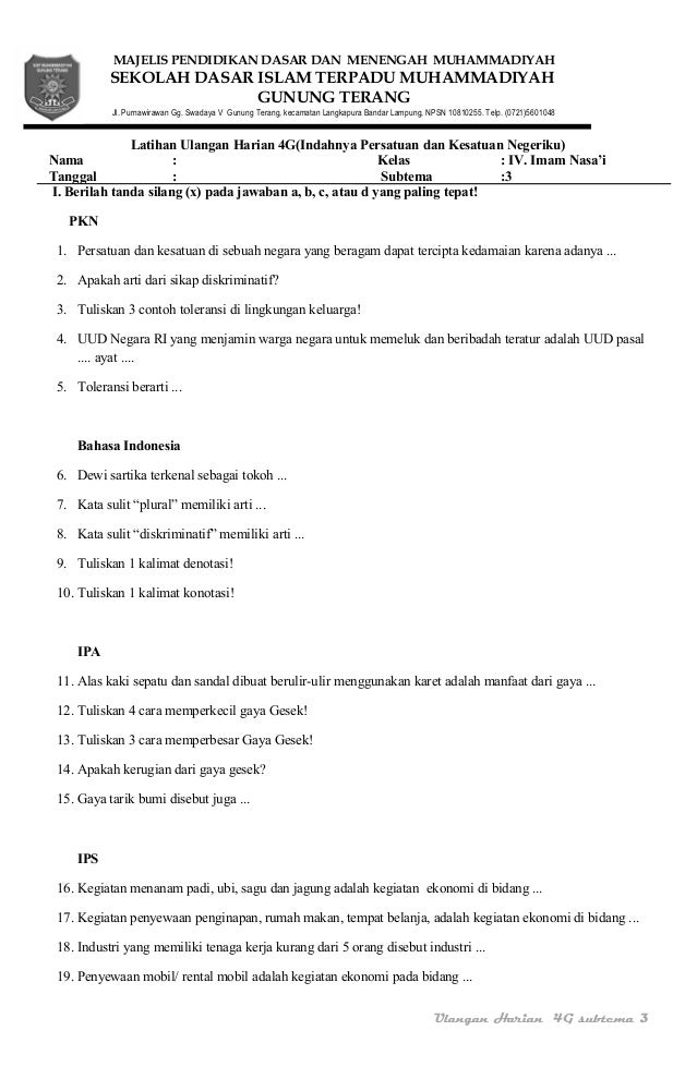 Silabus Kelas 4 Tema 7 Indahnya Keragaman Di Negeriku Pdf ...