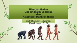 Ulangan Harian
Ciri-ciri Makhluk Hidup
dan
Klasifikasi Makhluk Hidup
SMP Ibrahimy 1 Sukorejo
Zainul Hasan, S, Si
 