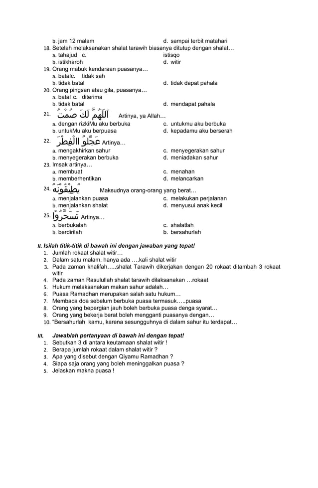 Menemukan Ketenangan dalam Ibadah: Latihan Soal Fiqih Kelas 3 tentang Shalatnya Orang Sakit Menemukan Ketenangan dalam Ibadah: Latihan Soal Fiqih Kelas 3 tentang Shalatnya Orang Sakit