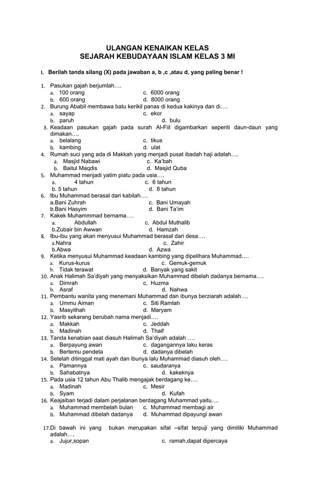 Download soal ukk ski kelas 3 semester genap Download soal ukk ski kelas 3 semester genap