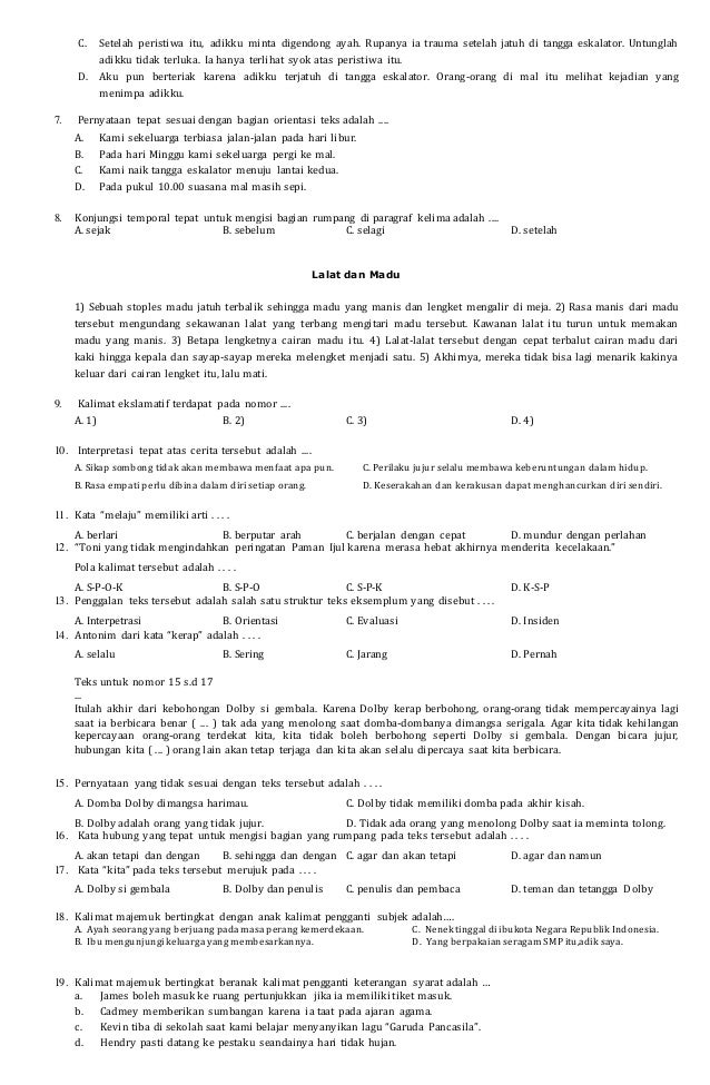 Soal Bahasa Indonesia Kelas 9 Semester 1 Kurikulum 2013laporan Percobaan